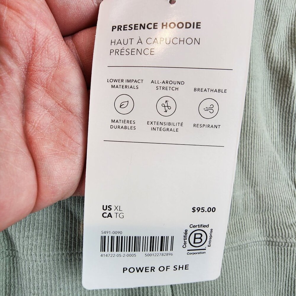 Athleta NEW Women's Presence Hoodie Light Green Stretch Breathable Sweatshirt XL - Picture 4 of 11
